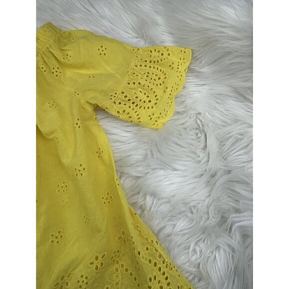 Large KONTROL CONTEMPORARY Eyelet Top Blouse Off the Shoulder Women's Yellow - Picture 5 of 9